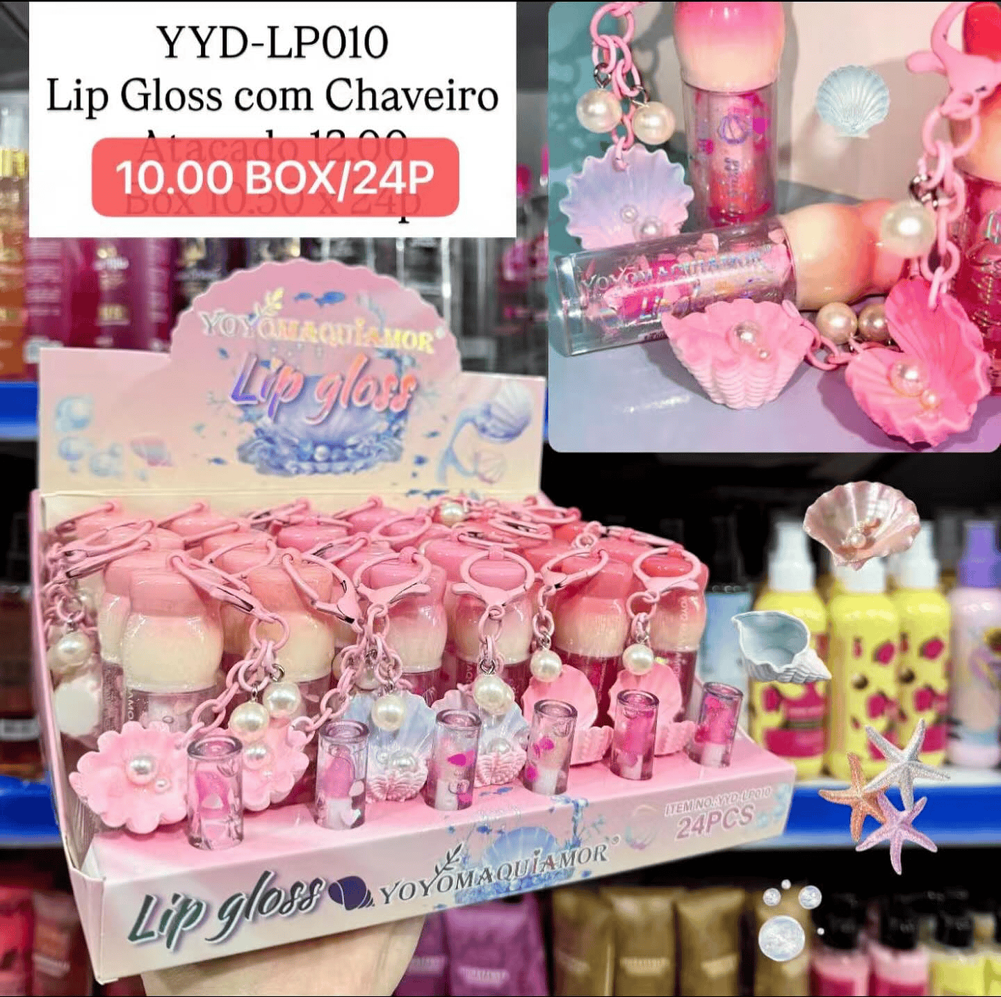 Lip Gloss com Chaveiro Yoyo Maquiamor YYD-LP010