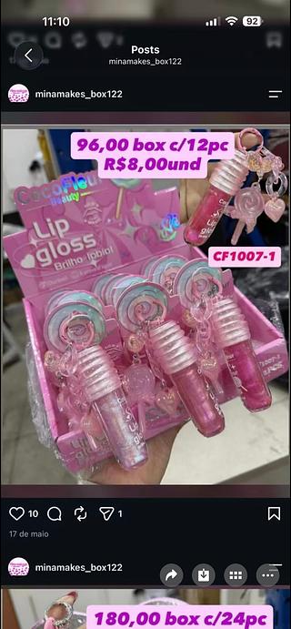 Lip gloss brilho labial cx com 12