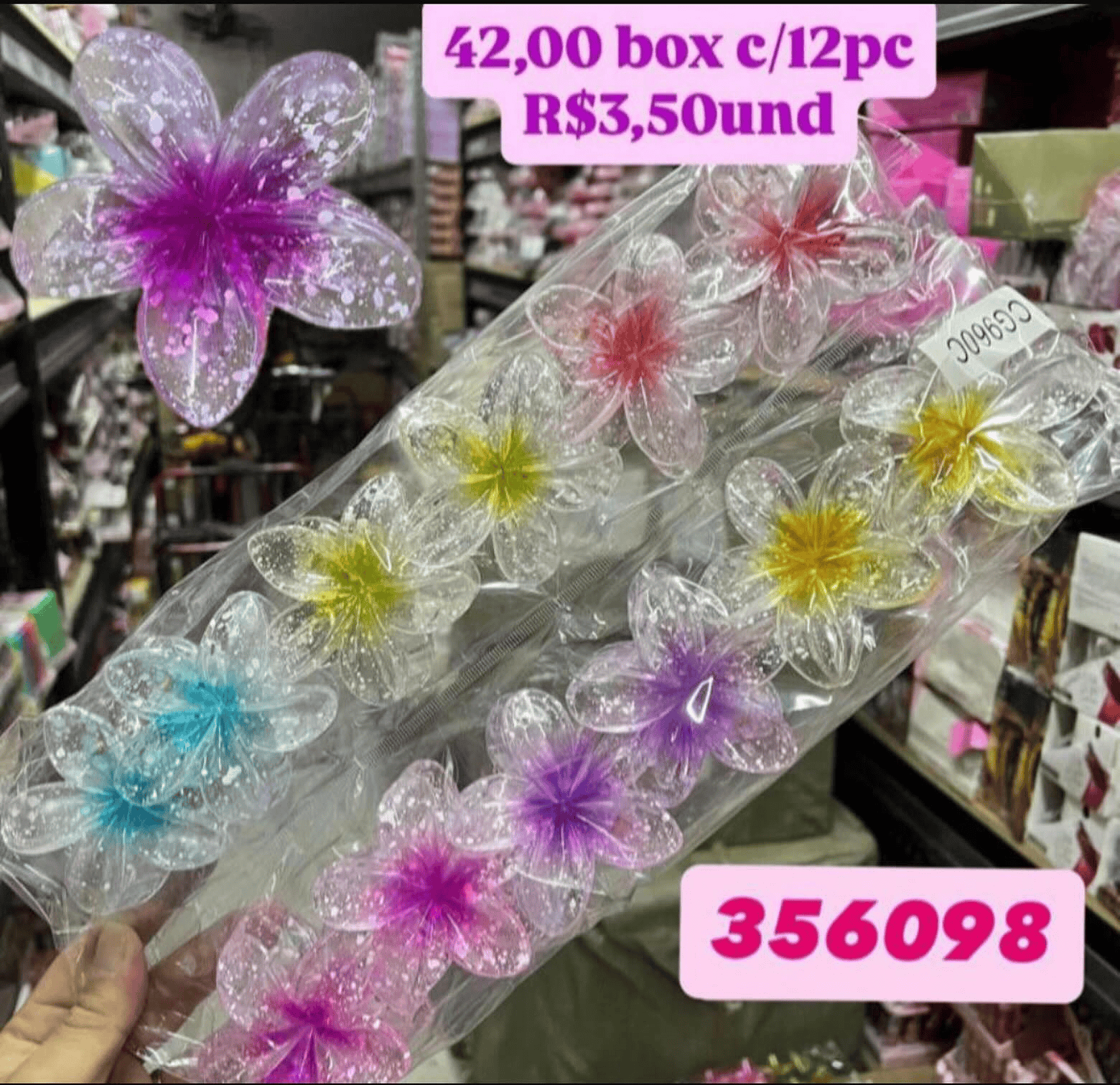 Presilhas de Cabelo Flor Translúcida com Glitter 356098
