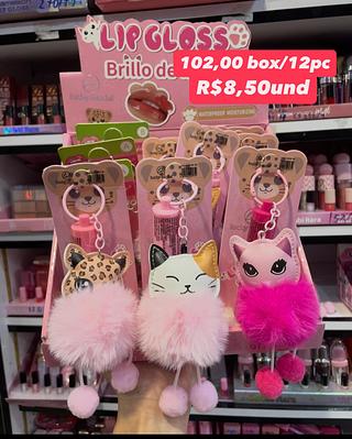 Lip Gloss Lucky com Chaveiro de Pelúcia
