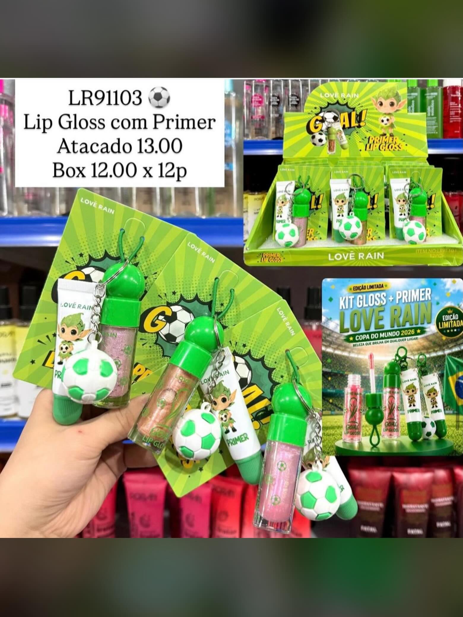 Lip Gloss com Primer Love Rain Copa 2026