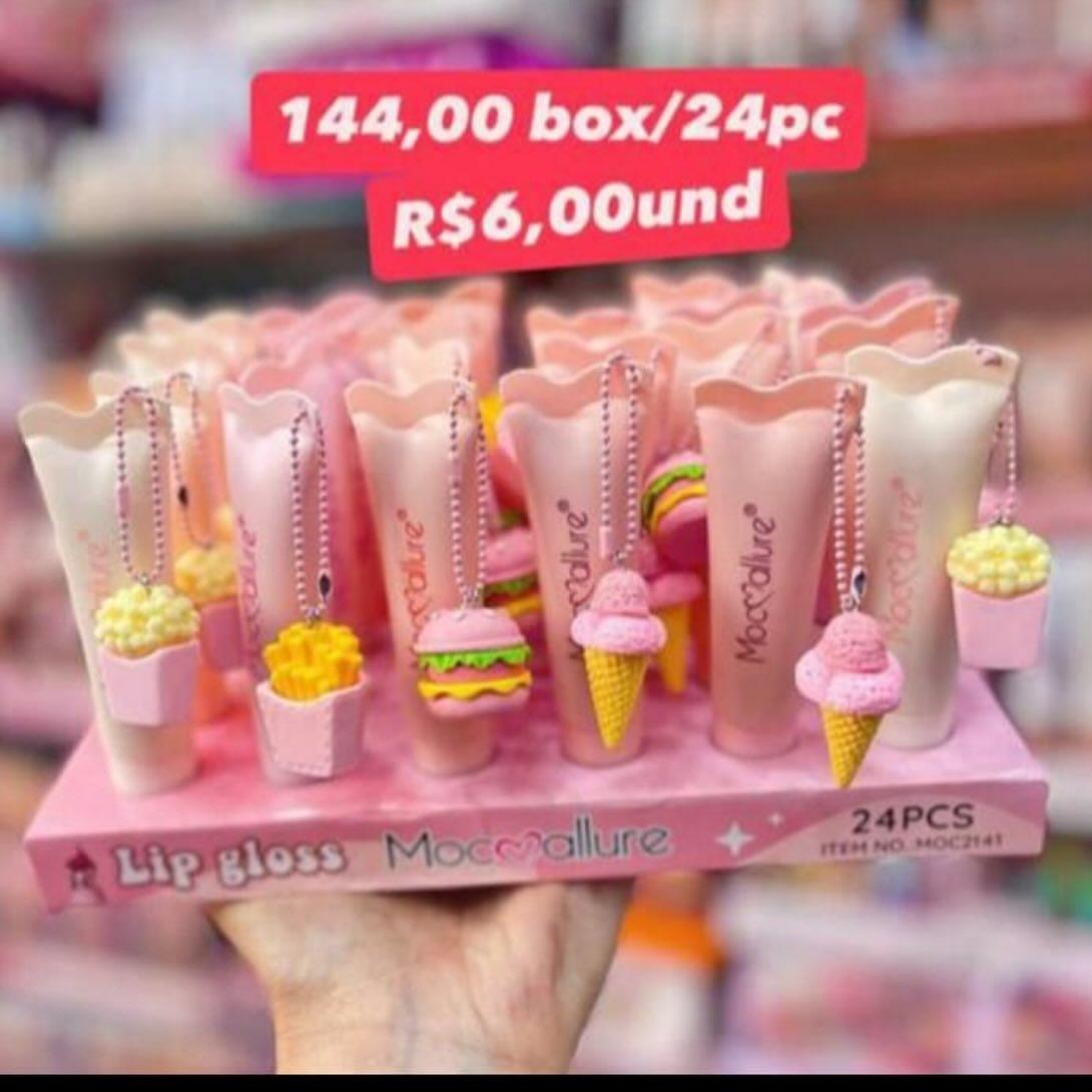 Gloss Labial com Chaveiros de Cupcake e Sorvete Mocallure
