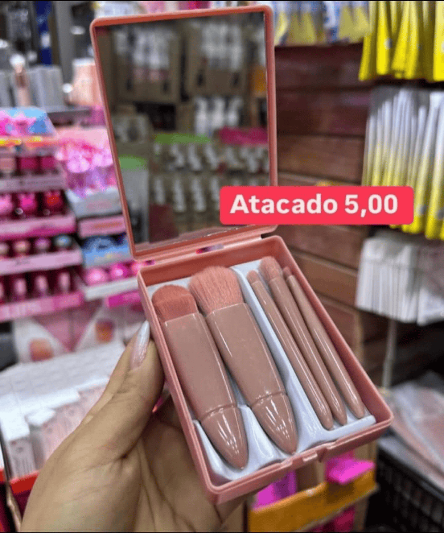 Kit de Pincéis de Maquiagem com Espelho