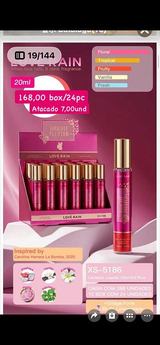 perfume De bolsa love rain bright flutter cx com 24 Pc