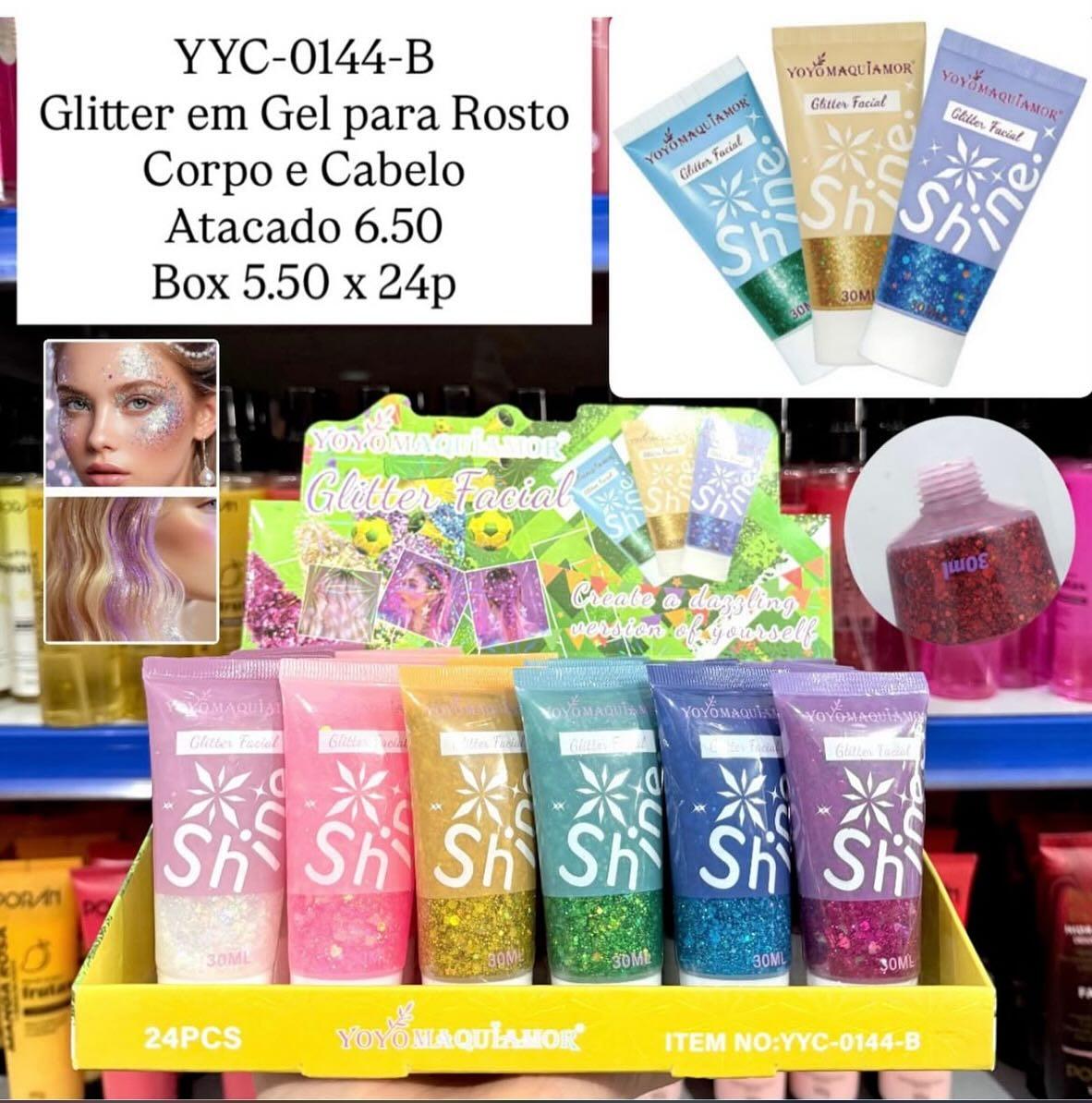 Glitter em Gel para Rosto, Corpo e Cabelo Yoyo Maquiamor YYC-0144-B