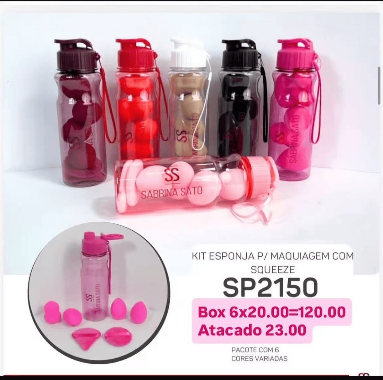 Kit de esponjas para maquiagem com squeeze Sabrina Sato