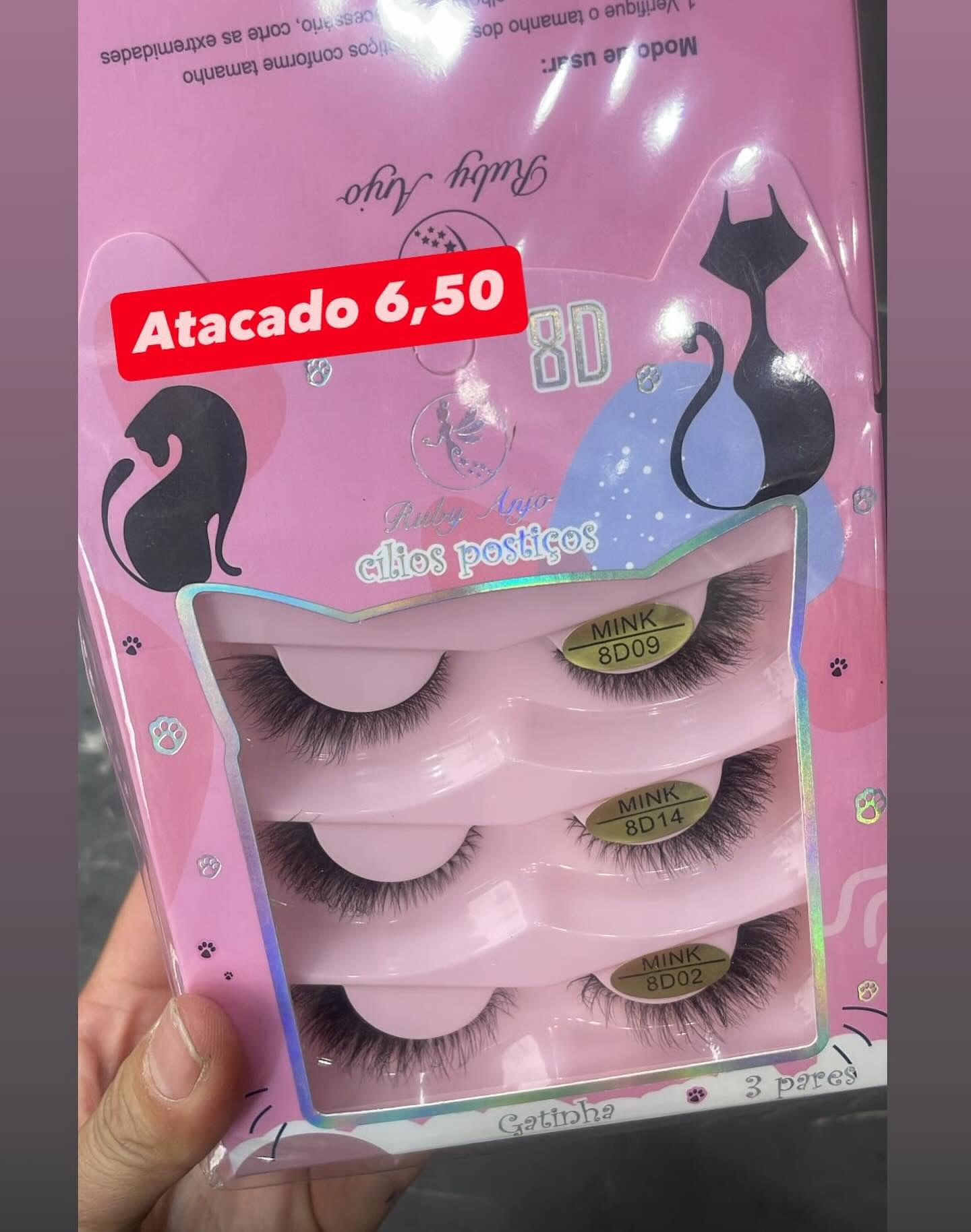 Cílios Postiços Gatinha 3 Pares (MINK 8D09/8D14/8D02)