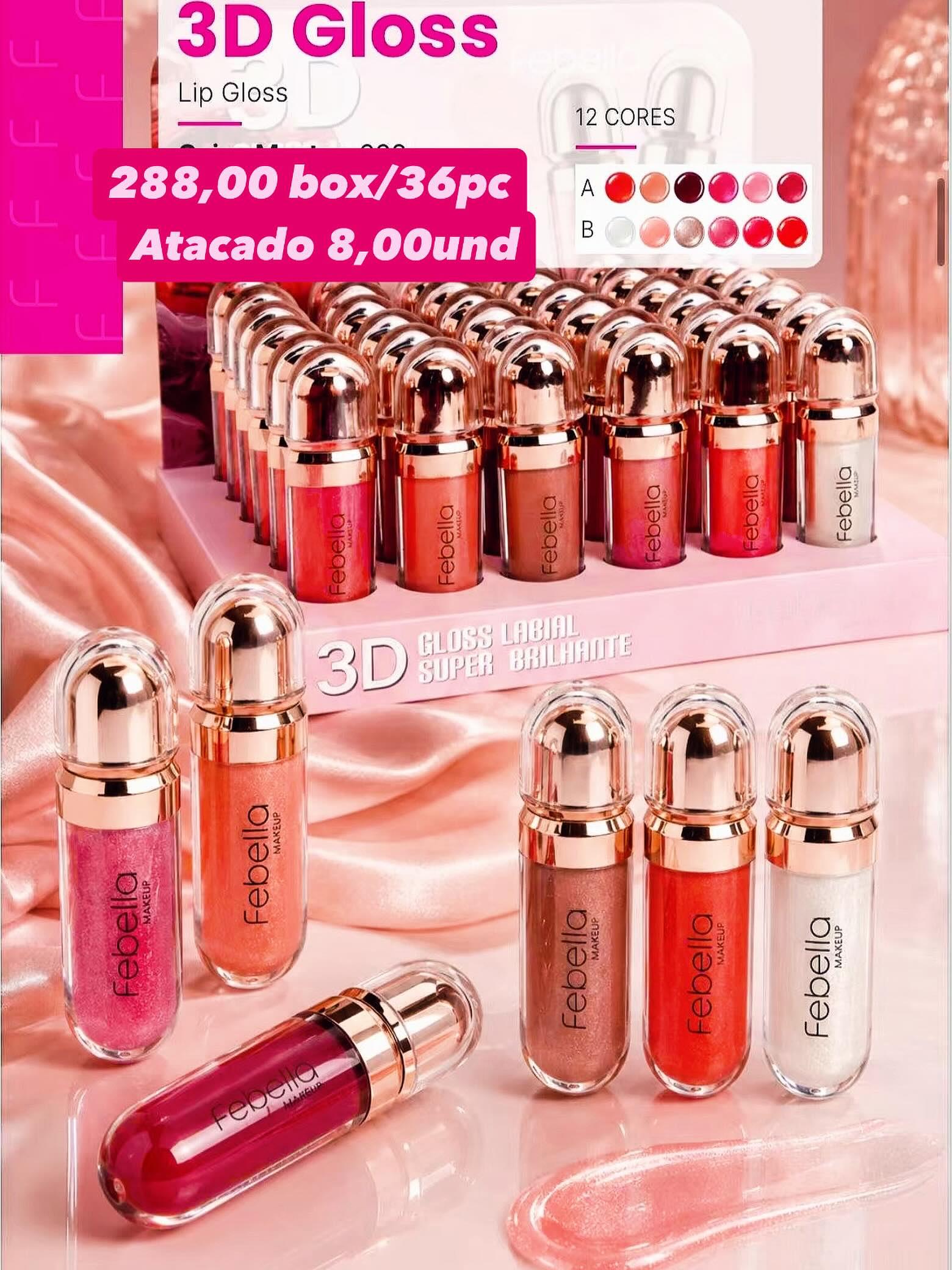 3D Gloss Febella Makeup 12 Cores