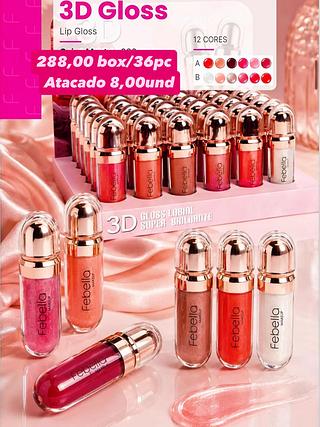 3D Gloss Febella Makeup 12 Cores