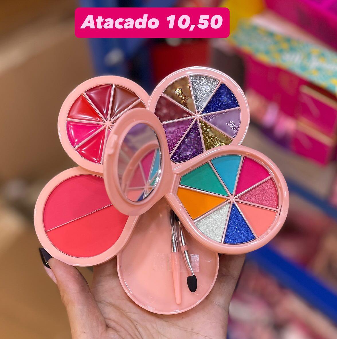 Kit de Maquiagem Flor com Espelho