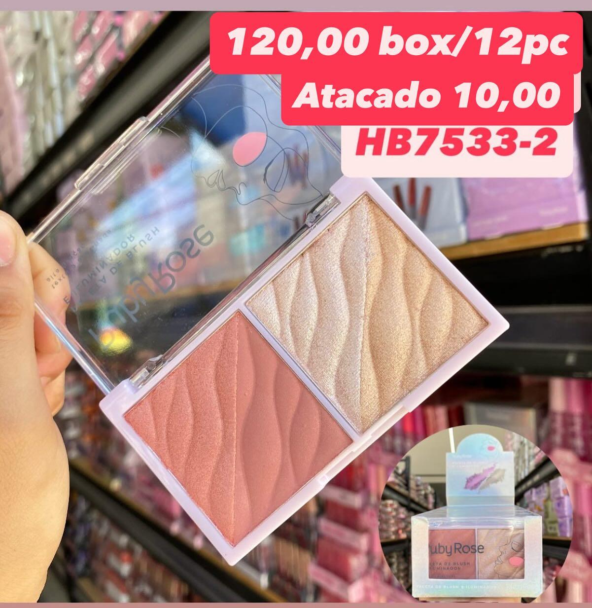 Paleta de Blush e Iluminador Ruby Rose HB7533-2