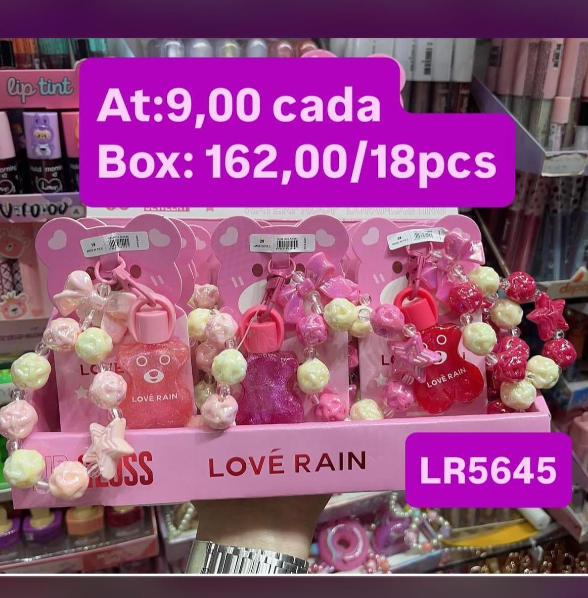 Lip Gloss com Chaveiro Love Rain de Contas