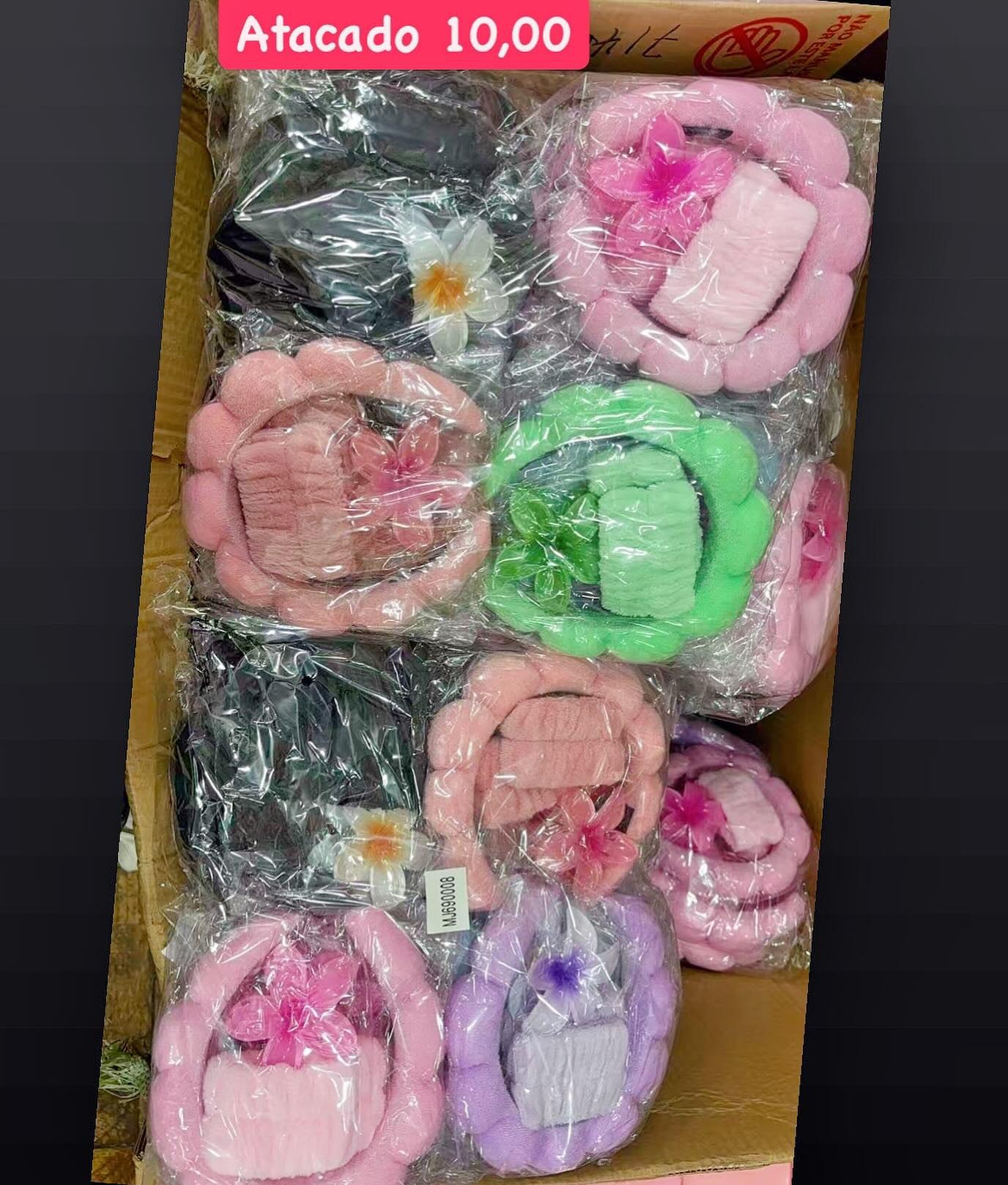 Kit de Faixa de Cabelo com Toalha e Flor