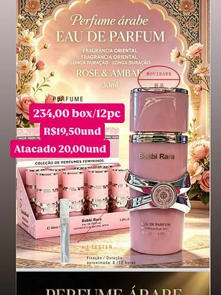 Perfume Árabe Feminino Rose & Ambar Bobbi Rara 30ml