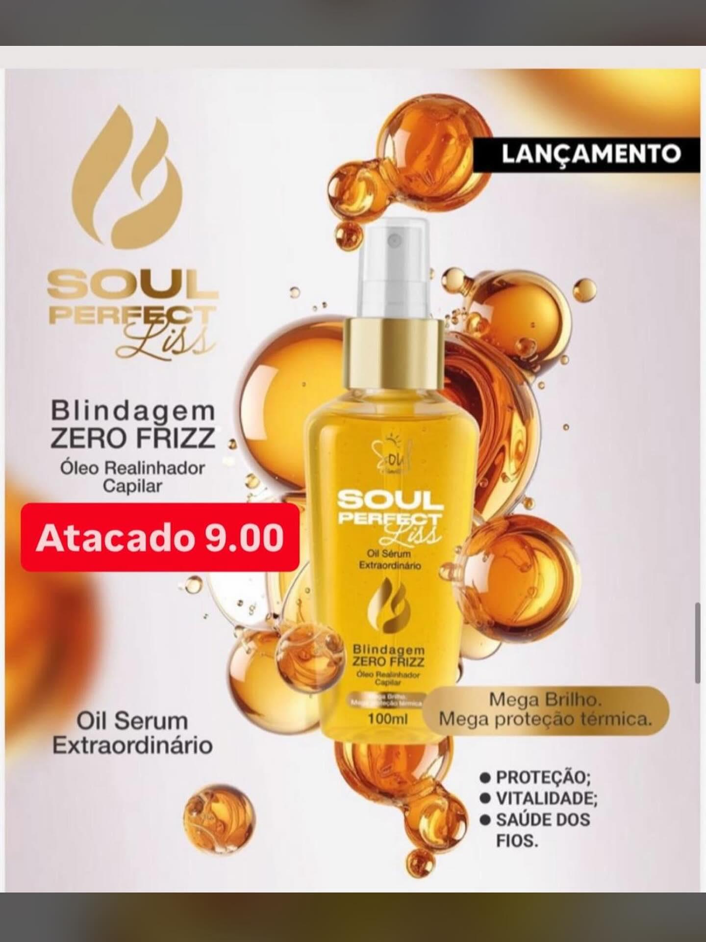 Óleo Realinhador Capilar Blindagem Zero Frizz Soul Perfect Liss 100ml