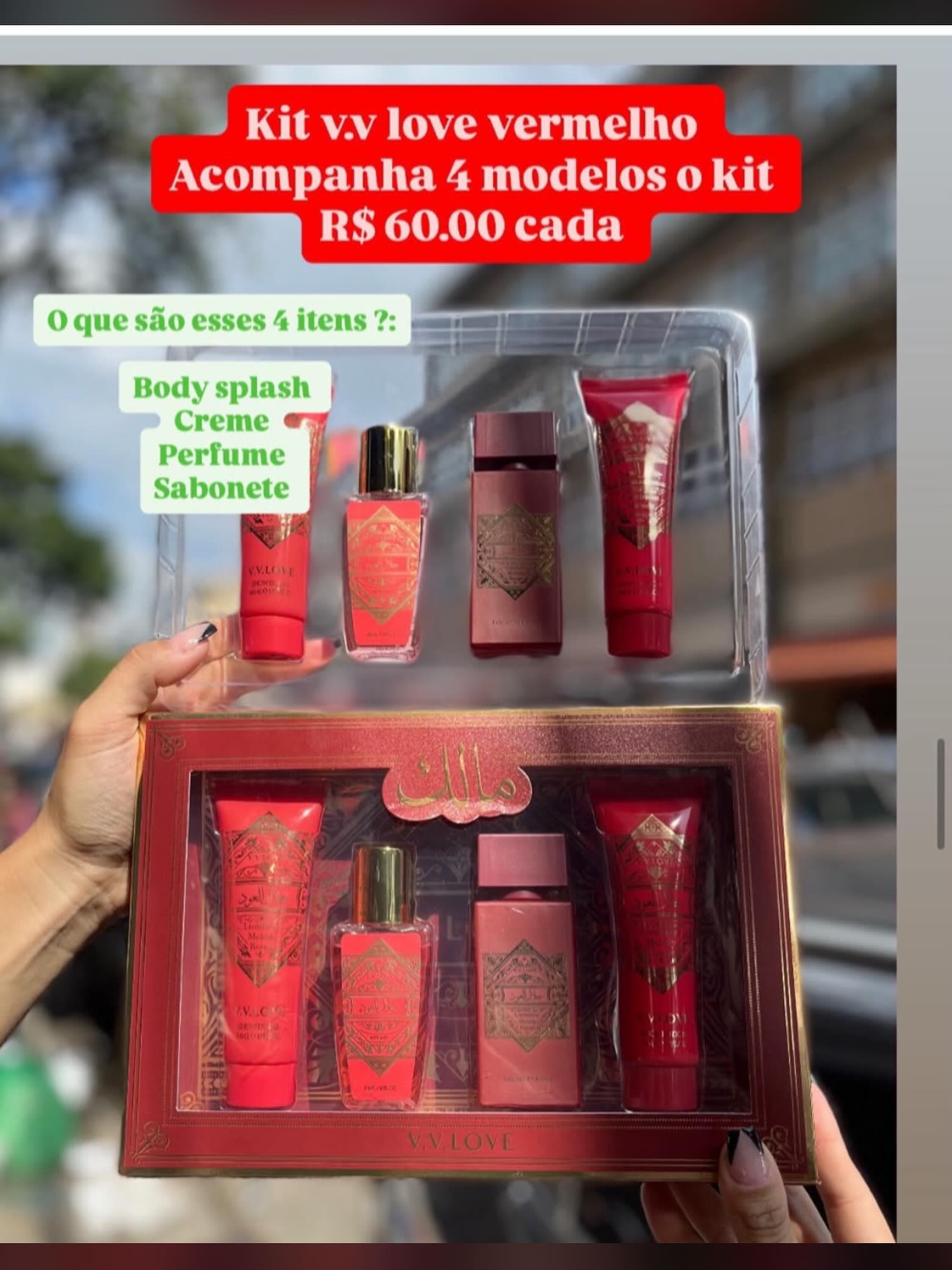 Kit V.V. Love Vermelho com 4 itens
