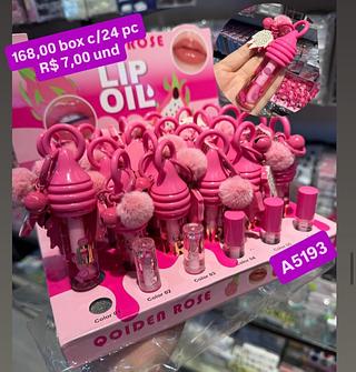 Lip Oil Strawberry QOIDEN ROSE com Chaveiro A5193