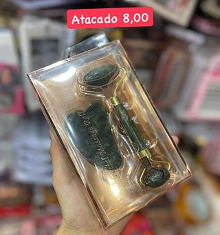 Kit de Massageador Facial com Rolo e Gua Sha