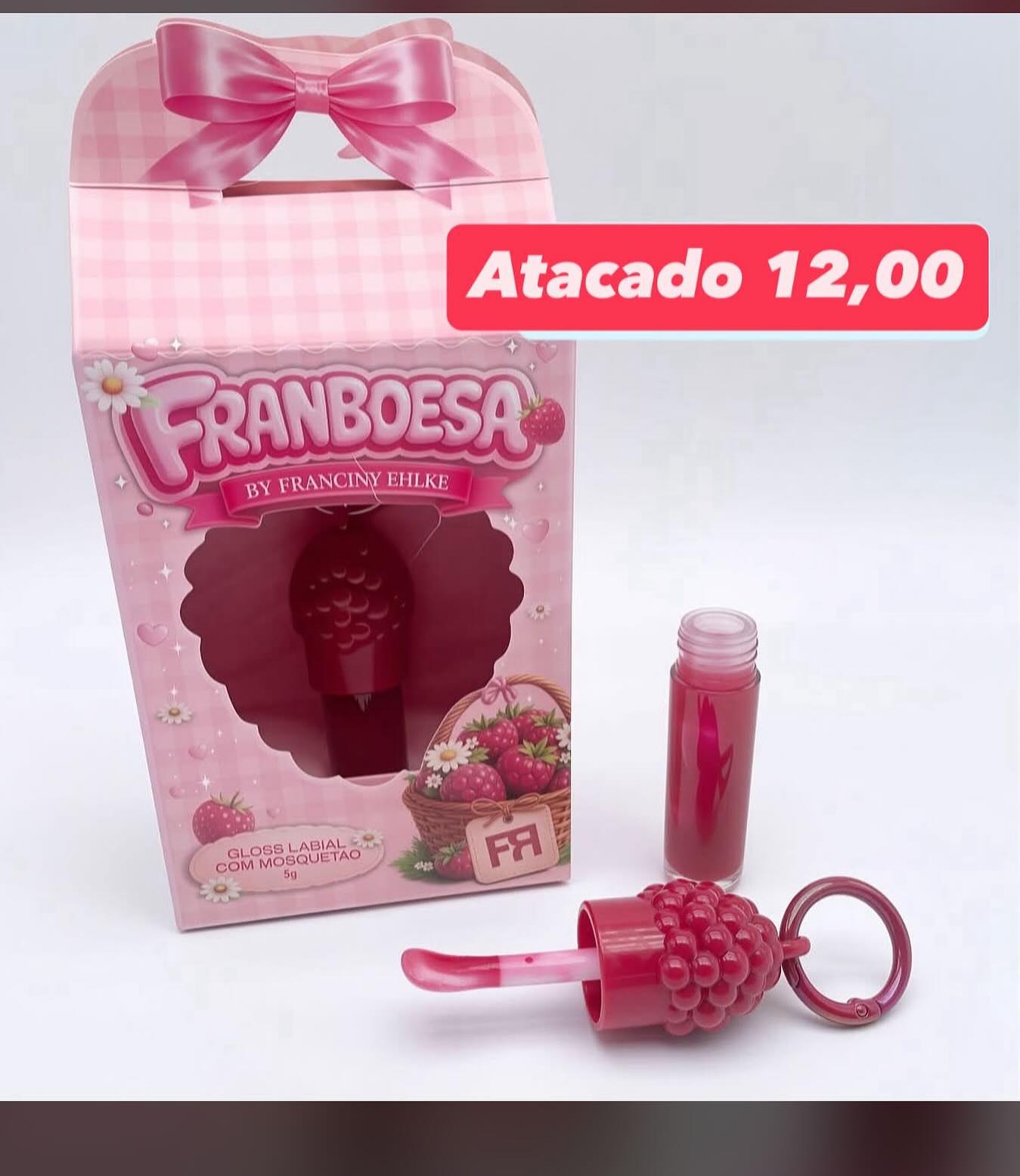 Gloss Labial com Mosquetão Framboesa Franciny Ehlke
