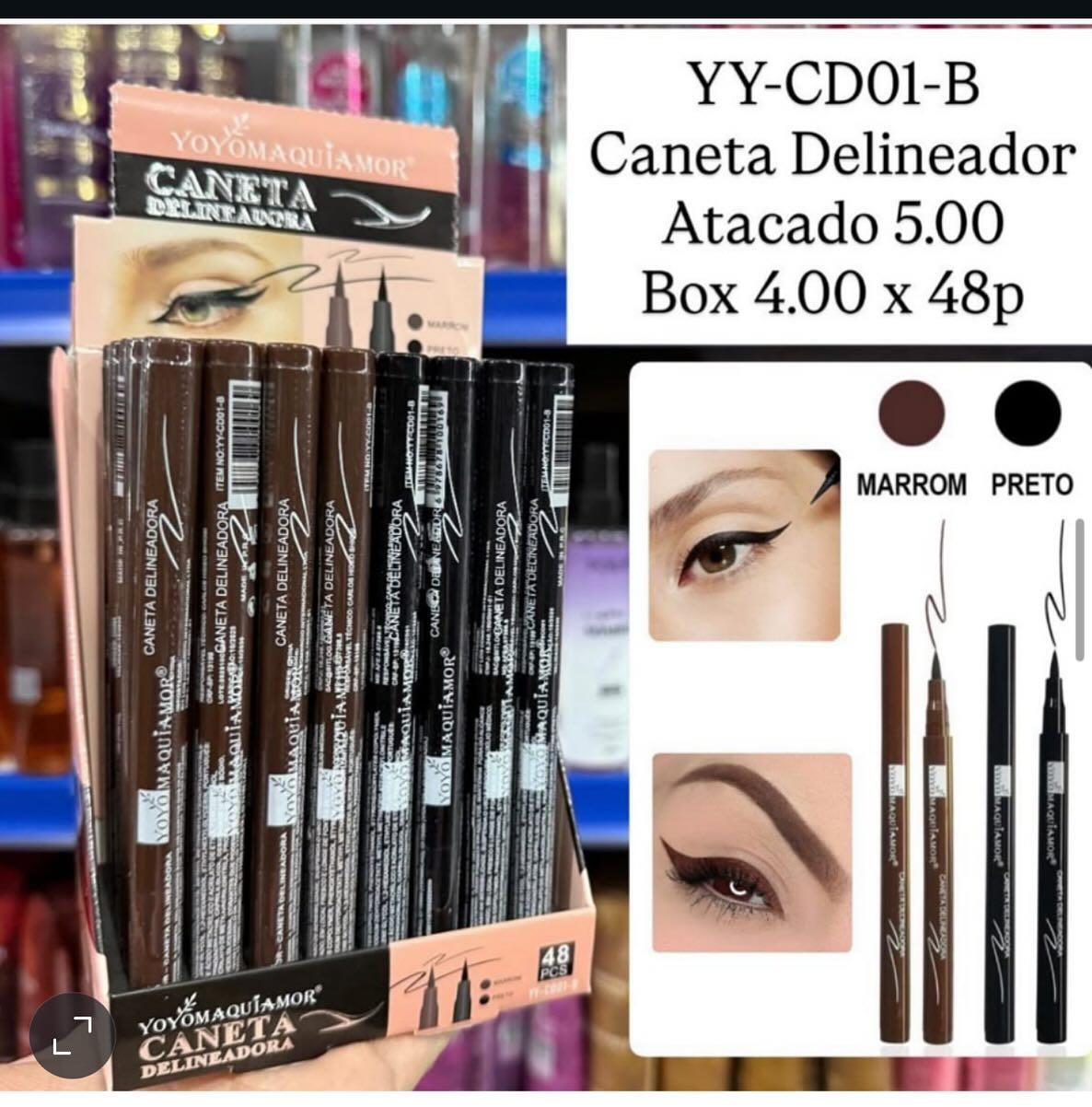 Caneta Delineadora Marrom e Preto Yoyô Maquiamor YY-CD01-B