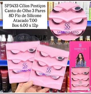 Cílios Postiços Canto do Olho 3 Pares 8D com Fio de Silicone Sabrina Sato
