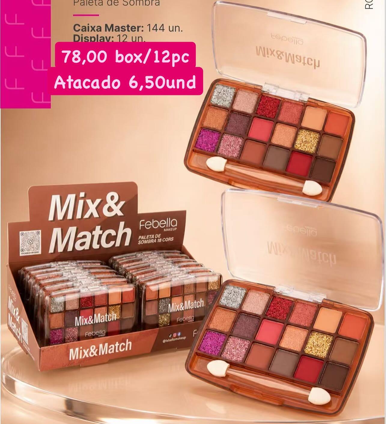 Paleta de Sombras Mix & Match 18 Cores Febella