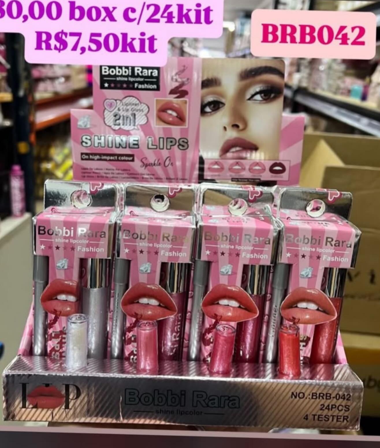 Kit Labial 2 em 1 Shine Lips Bobbi Rara BRB-042