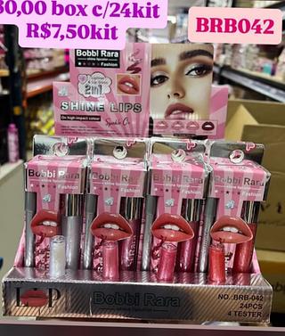 Kit Labial 2 em 1 Shine Lips Bobbi Rara BRB-042