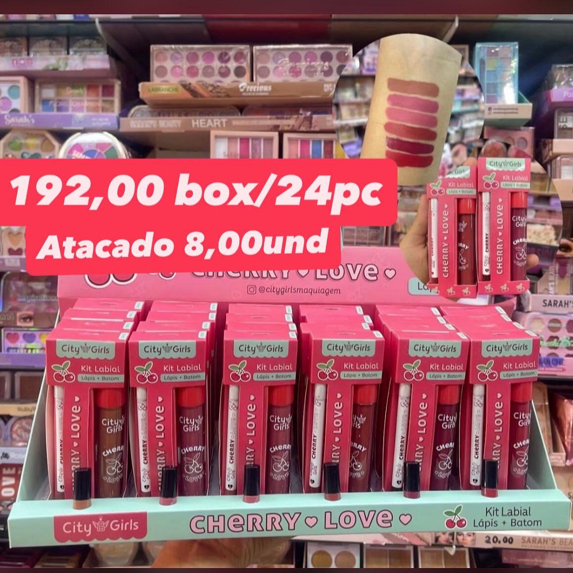 Kit Labial Cherry Love City Girls (Lápis + Batom)