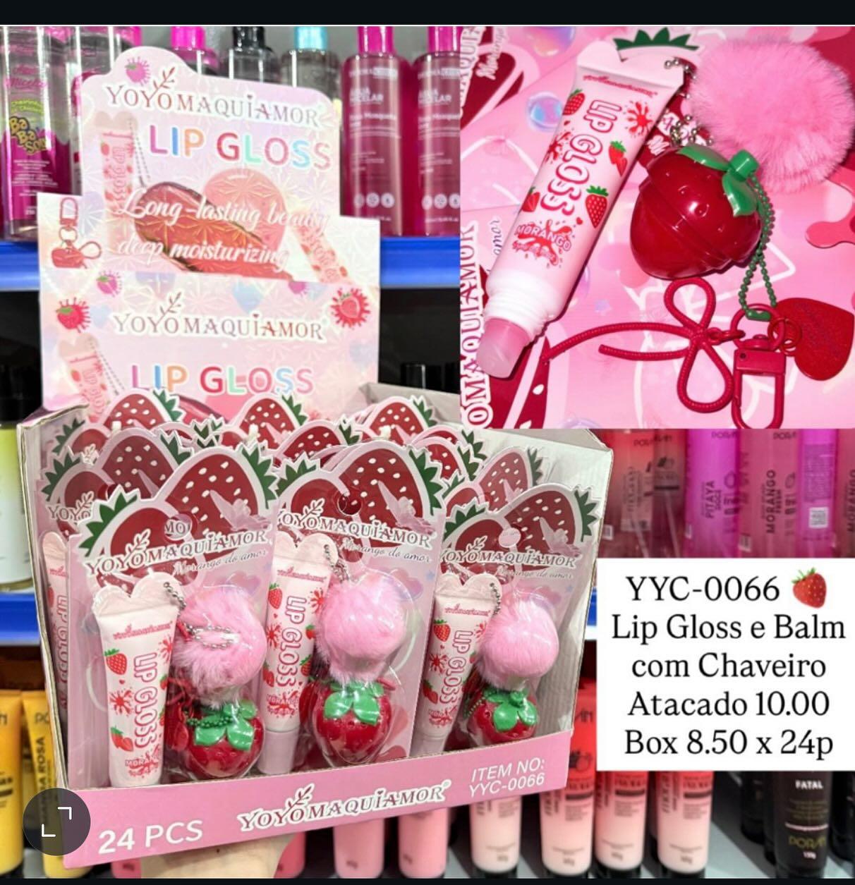 Lip Gloss e Balm com Chaveiro Yoyo Maquiamor YYC-0066