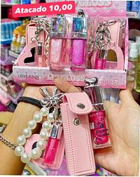 Lip Gloss com Chaveiro e Porta-Batom Love Rain