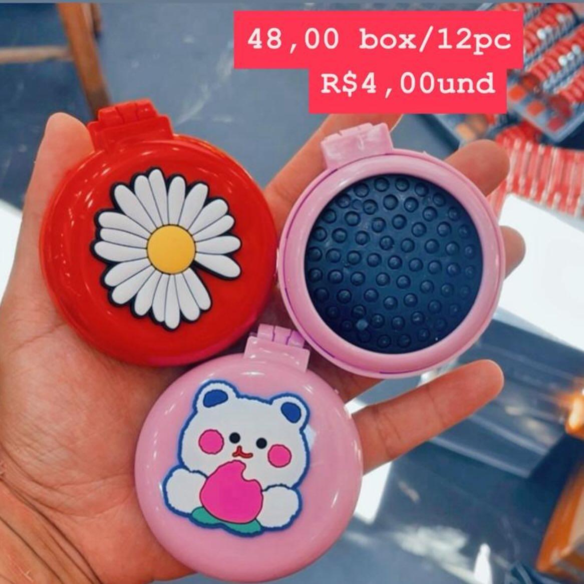 Mini Espelho de Bolsa Redondo Decorado — Modelos Sortidos
