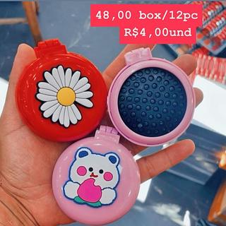 Mini Espelho de Bolsa Redondo Decorado — Modelos Sortidos
