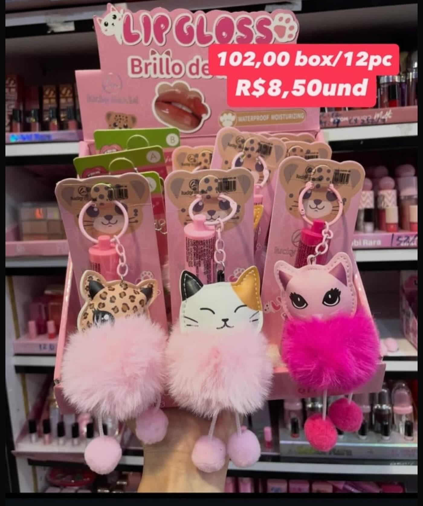 Lip Gloss com Chaveiro de Pelúcia