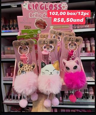Lip Gloss com Chaveiro de Pelúcia
