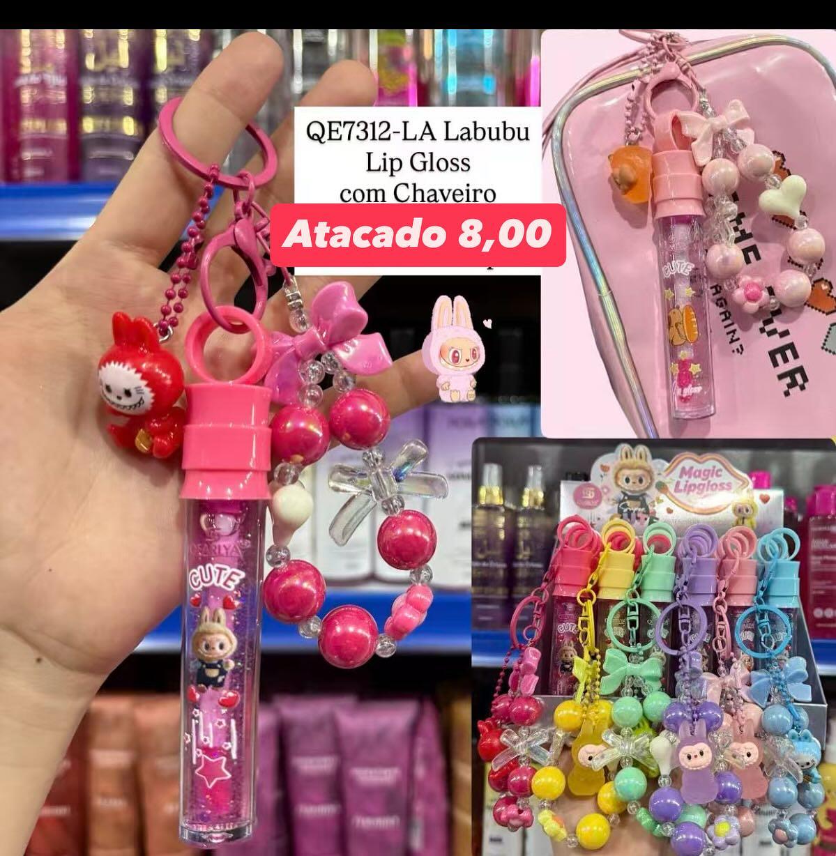 Lip Gloss Labubu com Chaveiro QE7312-LA