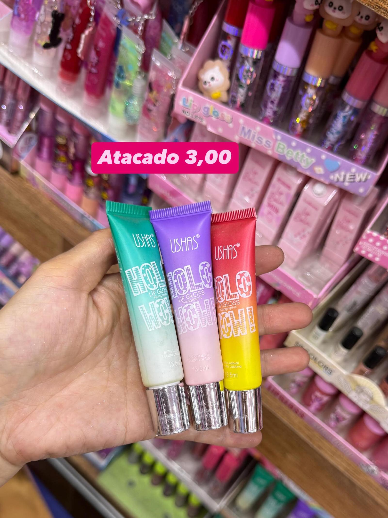 Lip Gloss Holográfico Ushas 13,5ml