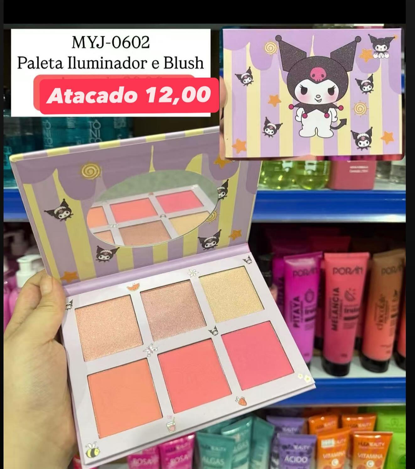 Paleta de Iluminador e Blush Kuromi MYJ-0602