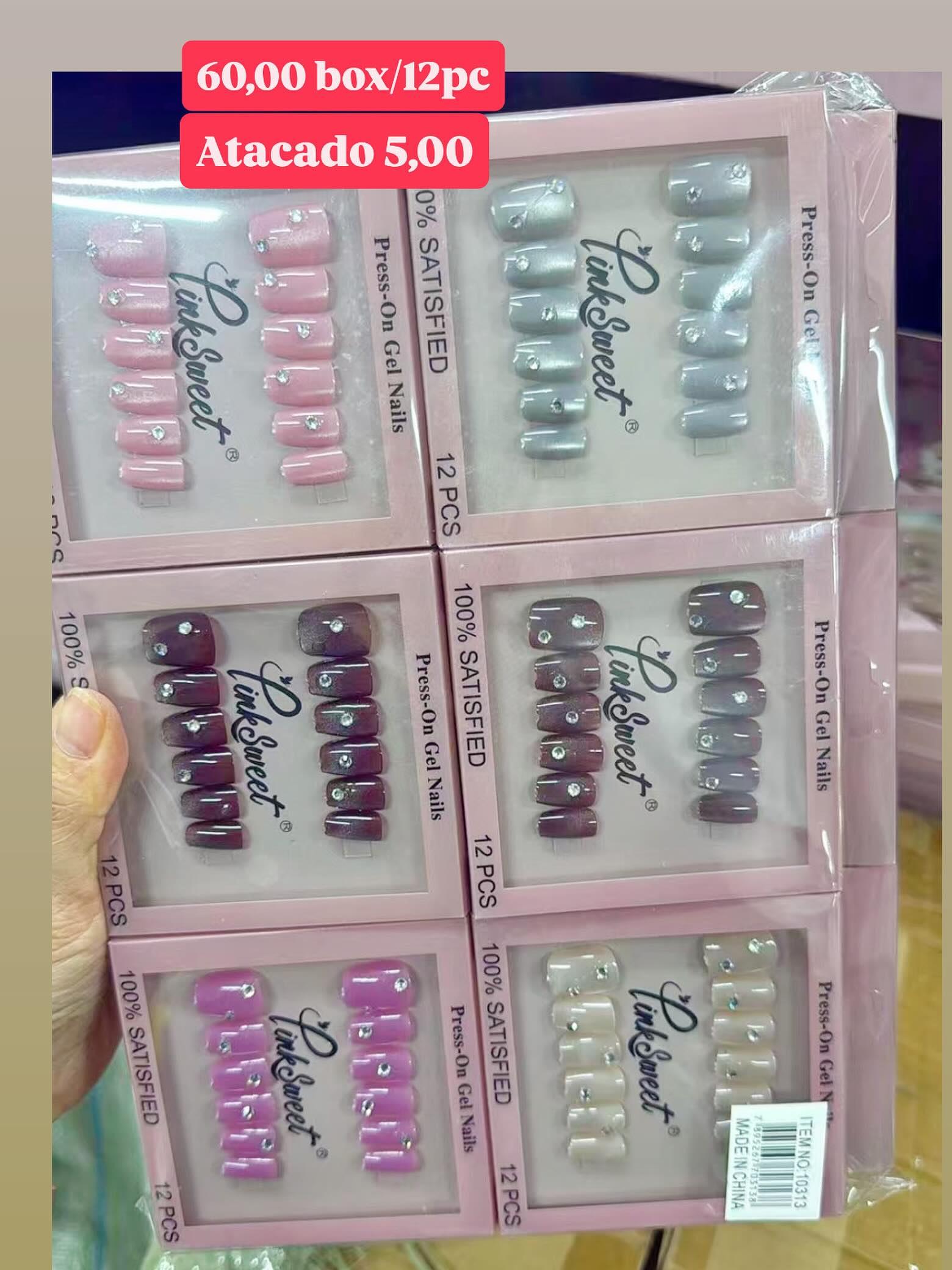 Unhas Postiças Press-On Gel Nails LinkSweet 12 PCS