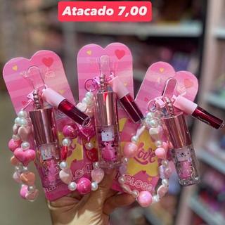 Lip Gloss Love com Chaveiro de Pérolas