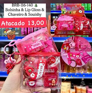 Kit Bolsinha, Lip Gloss, Chaveiro e Squishy Bobbi Rara BRB-116-140