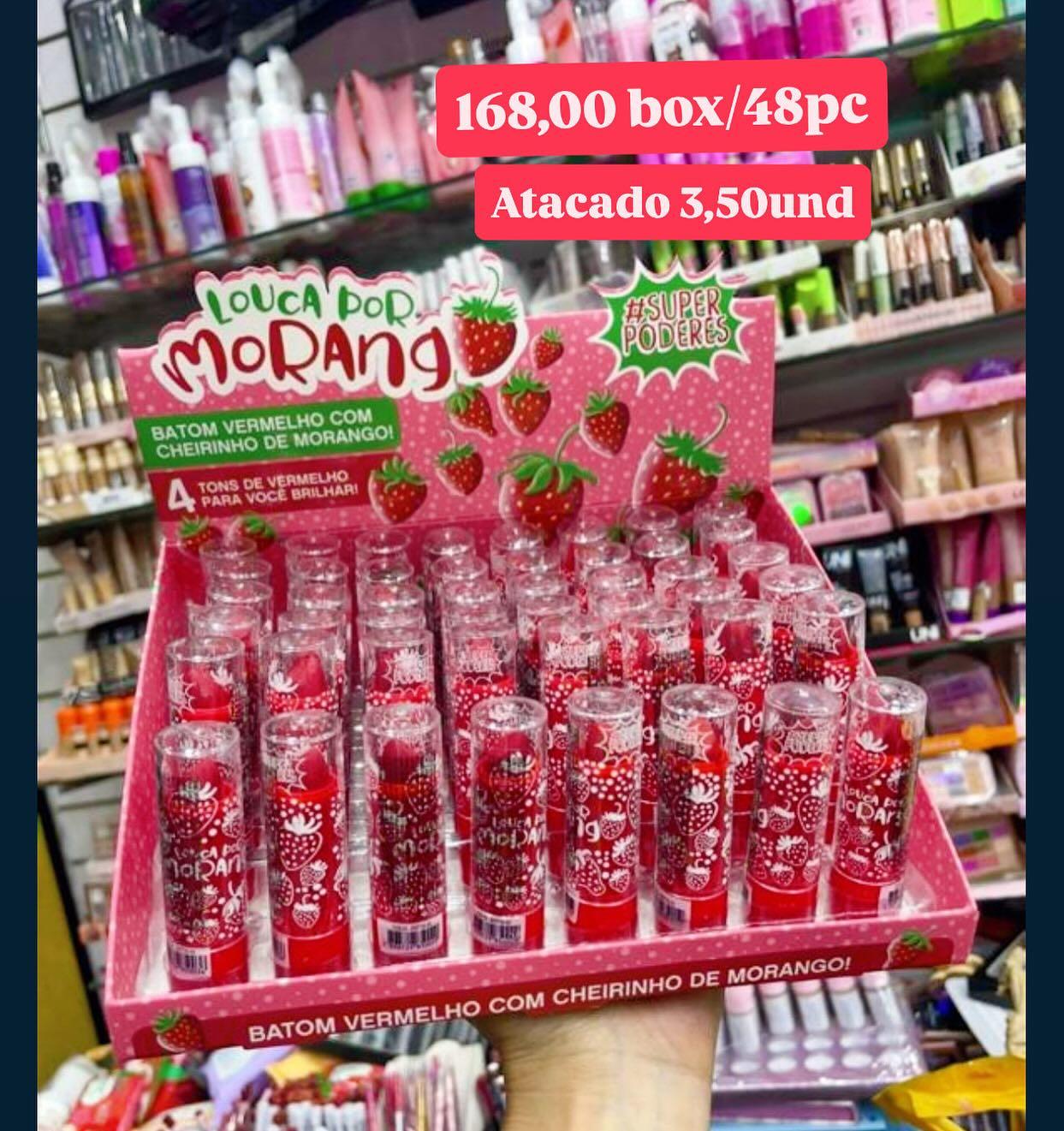 Batom Vermelho Louca por Morango com Cheirinho de Morango