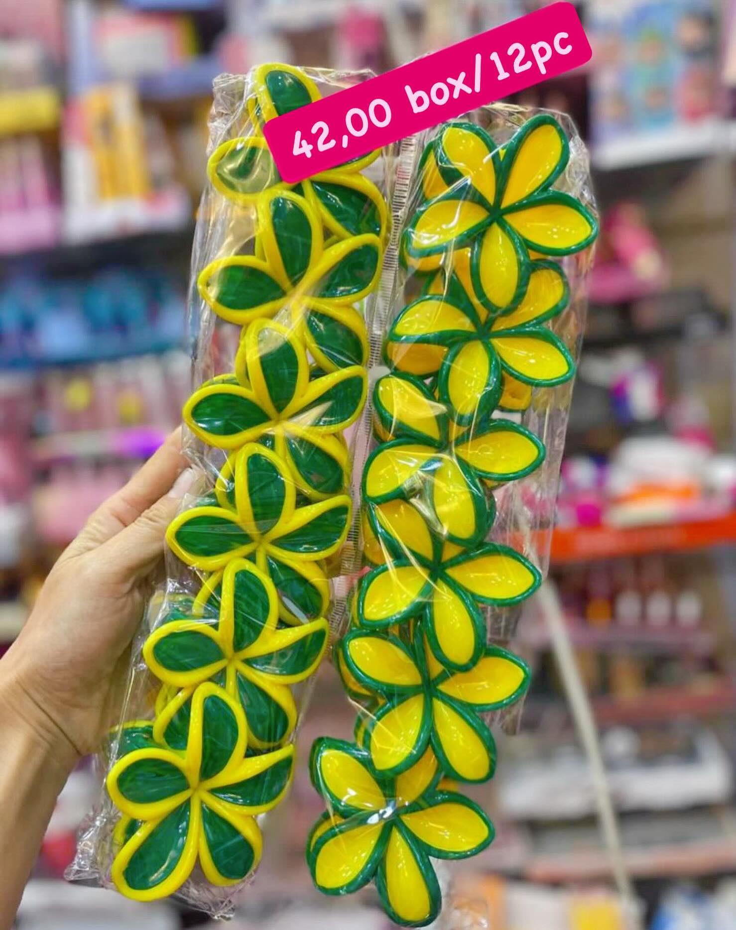 Presilhas de Cabelo Flor Amarela e Verde