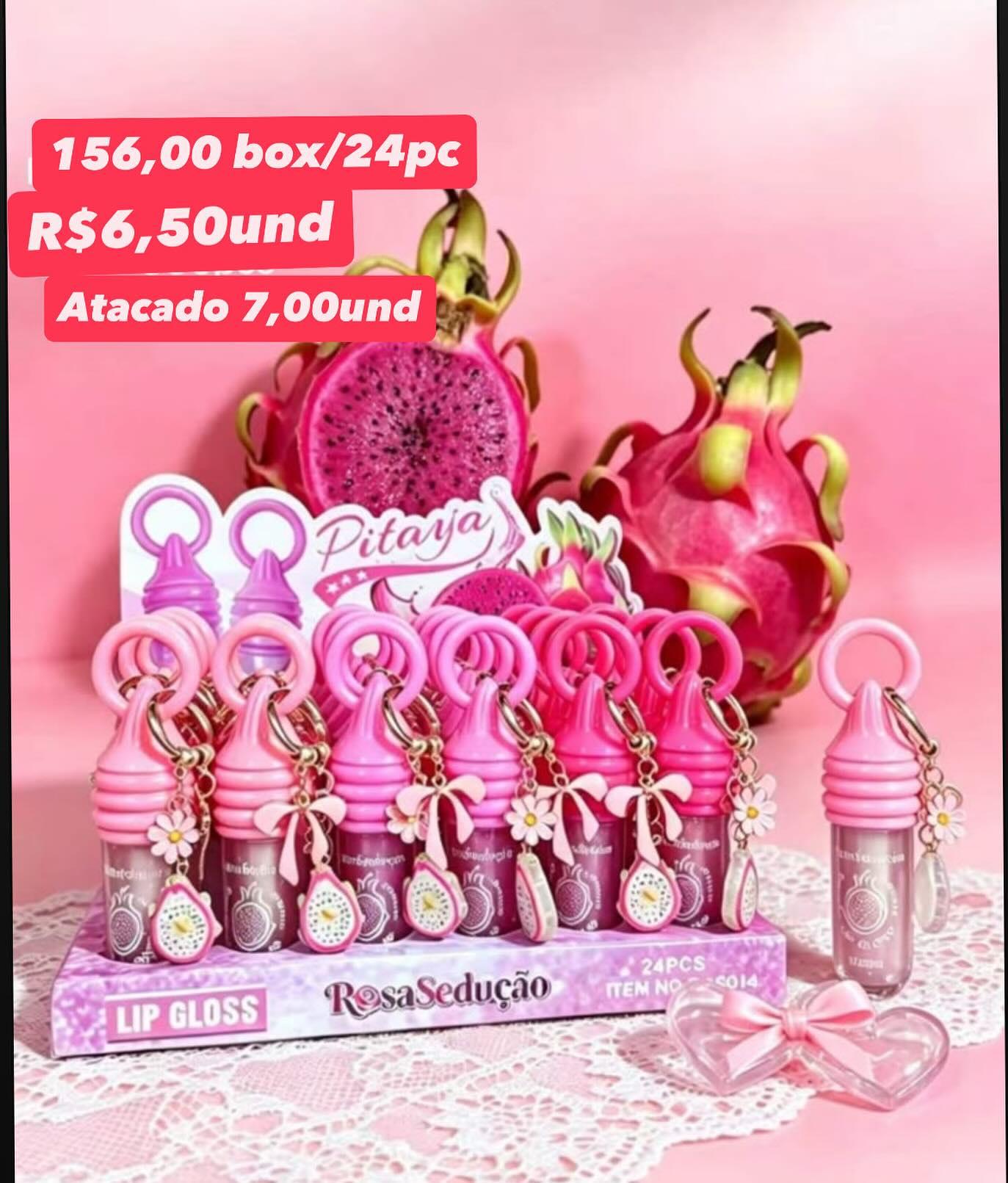 Lip Gloss Pitaya Rosa Sedução com Chaveiro