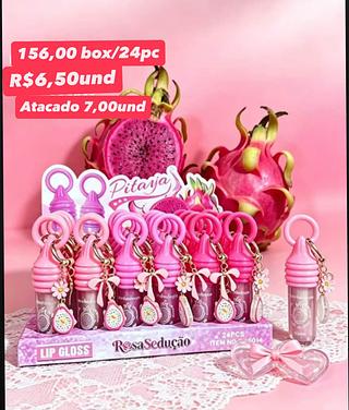 Lip Gloss Pitaya Rosa Sedução com Chaveiro
