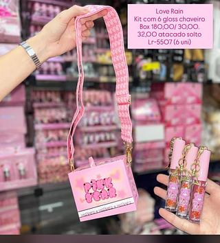 Kit com 6 Gloss com Chaveiro Love Rain LR-5507