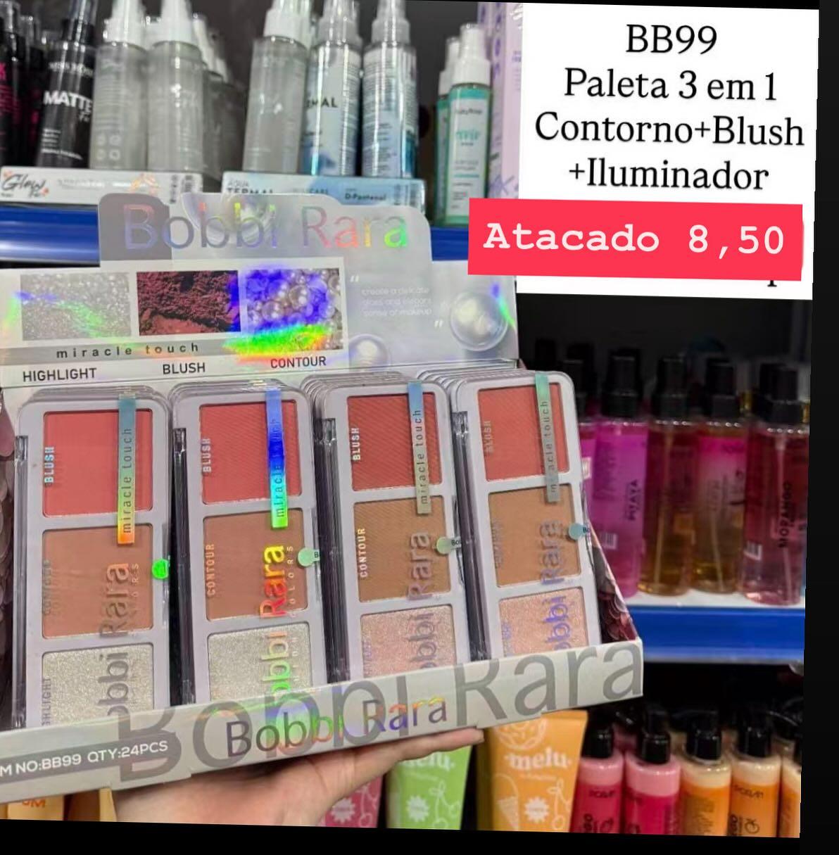 Paleta Facial 3 em 1 Contorno, Blush e Iluminador Bobbi Rara BB99
