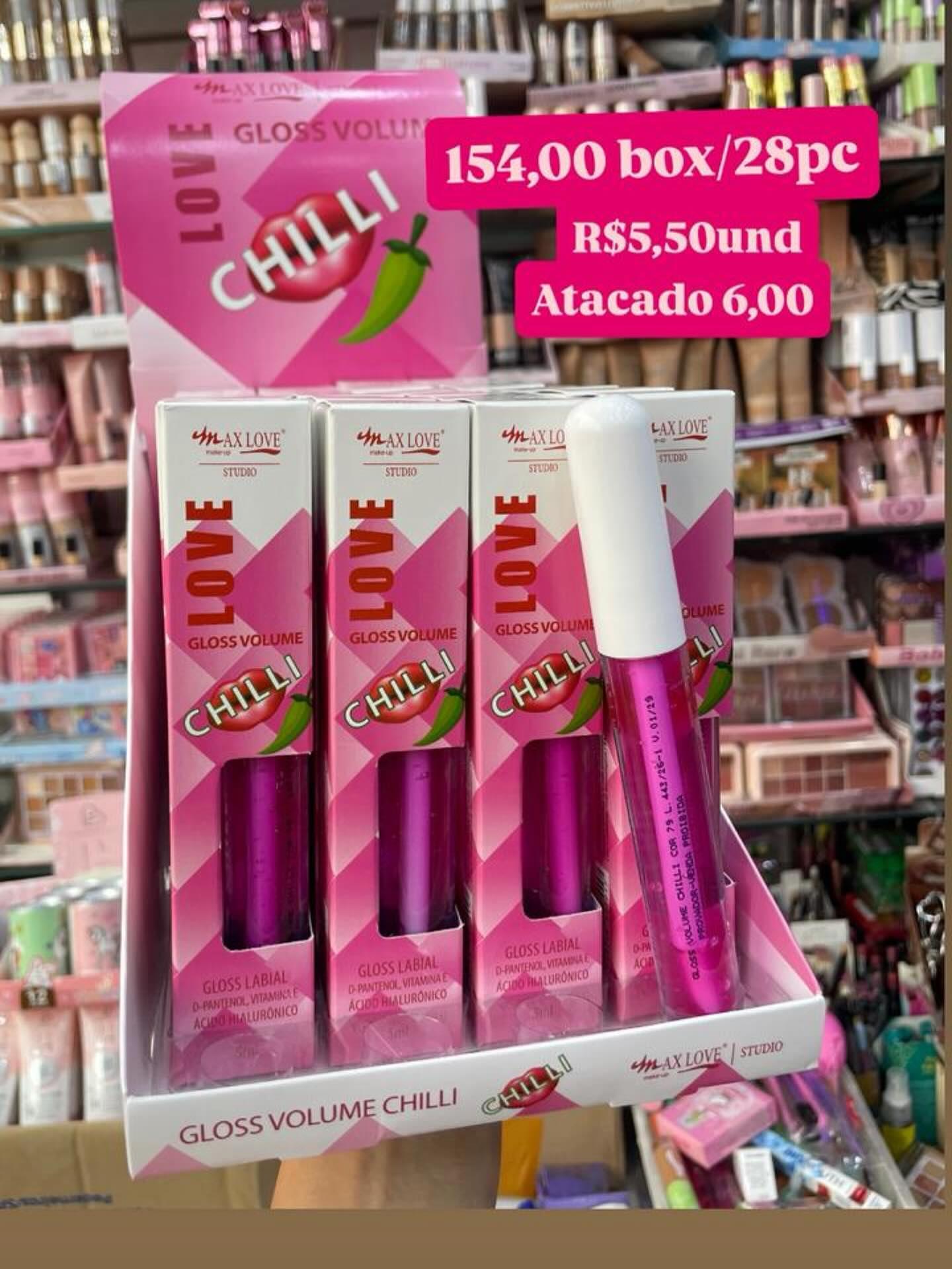 Gloss Labial Volume Chilli Max Love Studio — apresentação rosa