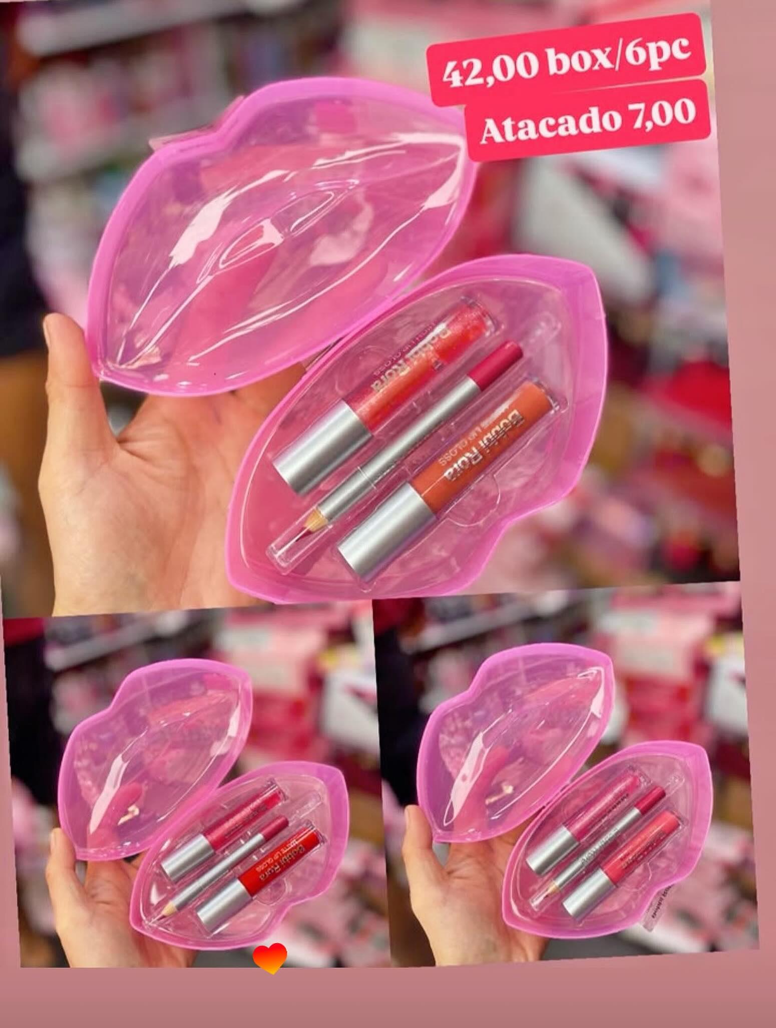 Kit de Lábios em Estojo de Coração Rosa