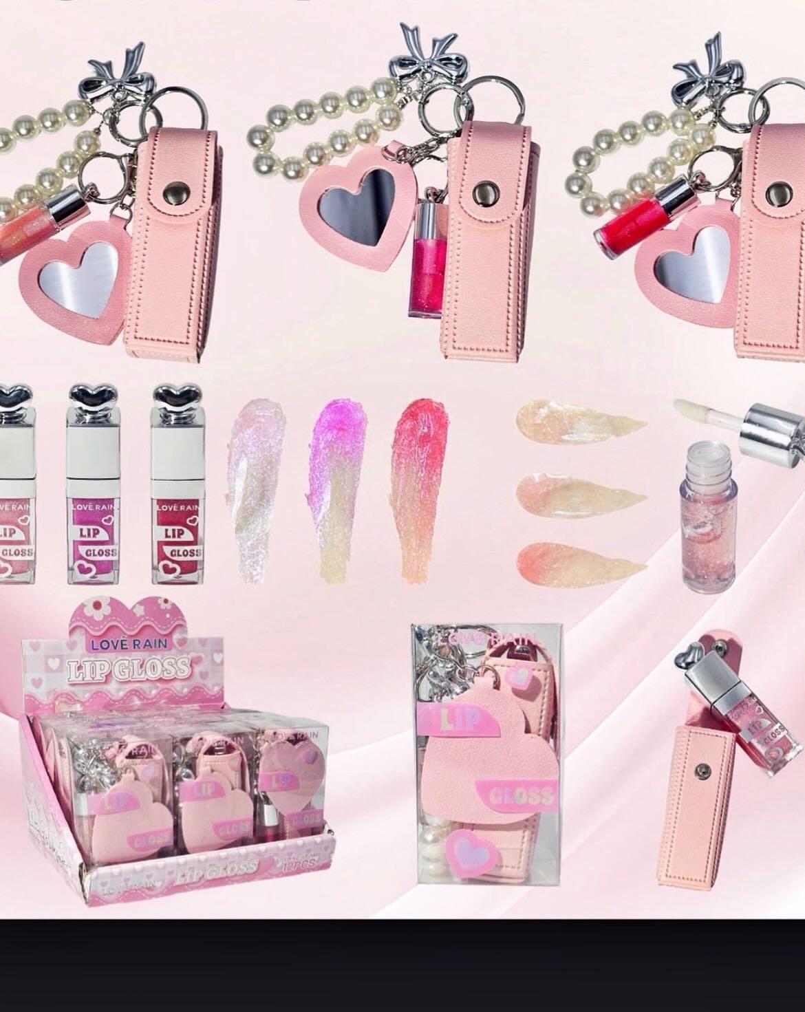 Lip Gloss com Chaveiro e Porta-Batom Love Rain